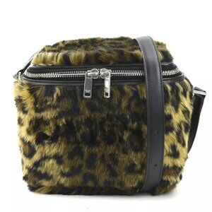 Auth CELINE Shoulder Bag Black/Brown Fur/Leather